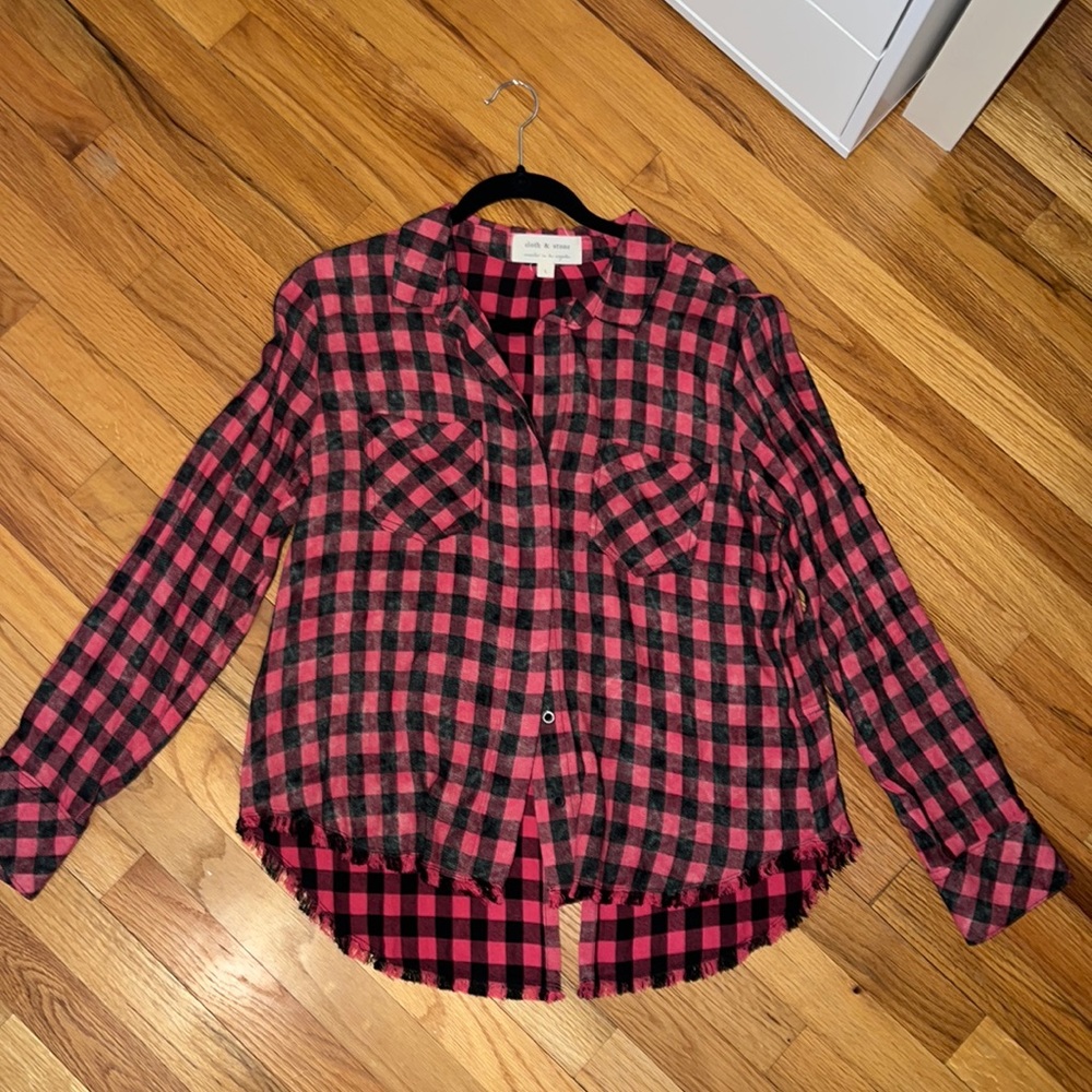 Red Checkered Flannel Button-Down - image 3